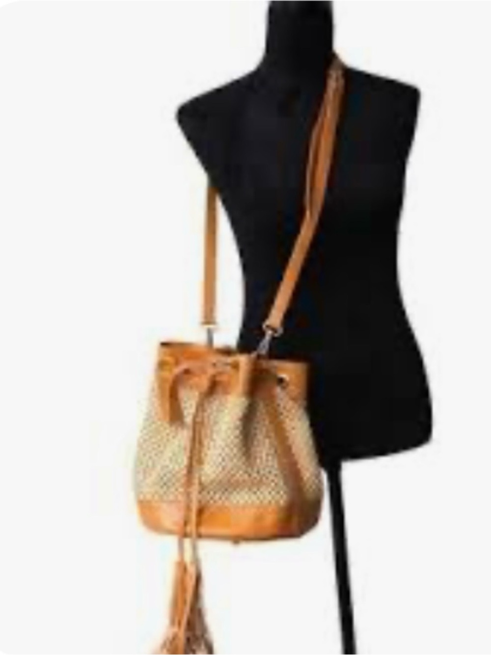 ๐๐คDIVINA FIRENZE NATURAL RAFFIA WOVEN AND TAN LEATHER BUCKET BAG! - Picture 11 of 11